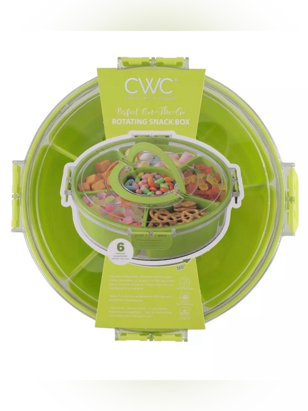 CWC Rotating Snack Box in Lime Green
6-Compartment Serveware
New with Tag